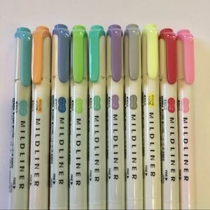 10 pc Zebra Mildliner- dual ended highlighter and pen tip in assorted colors
